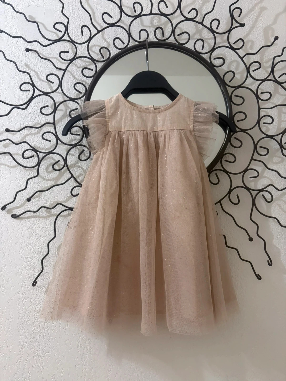 🔵 Goudbeige feestjurk Gémo van geborduurd tule en volants - Maat 3 jaar (98 cm) – photo 2